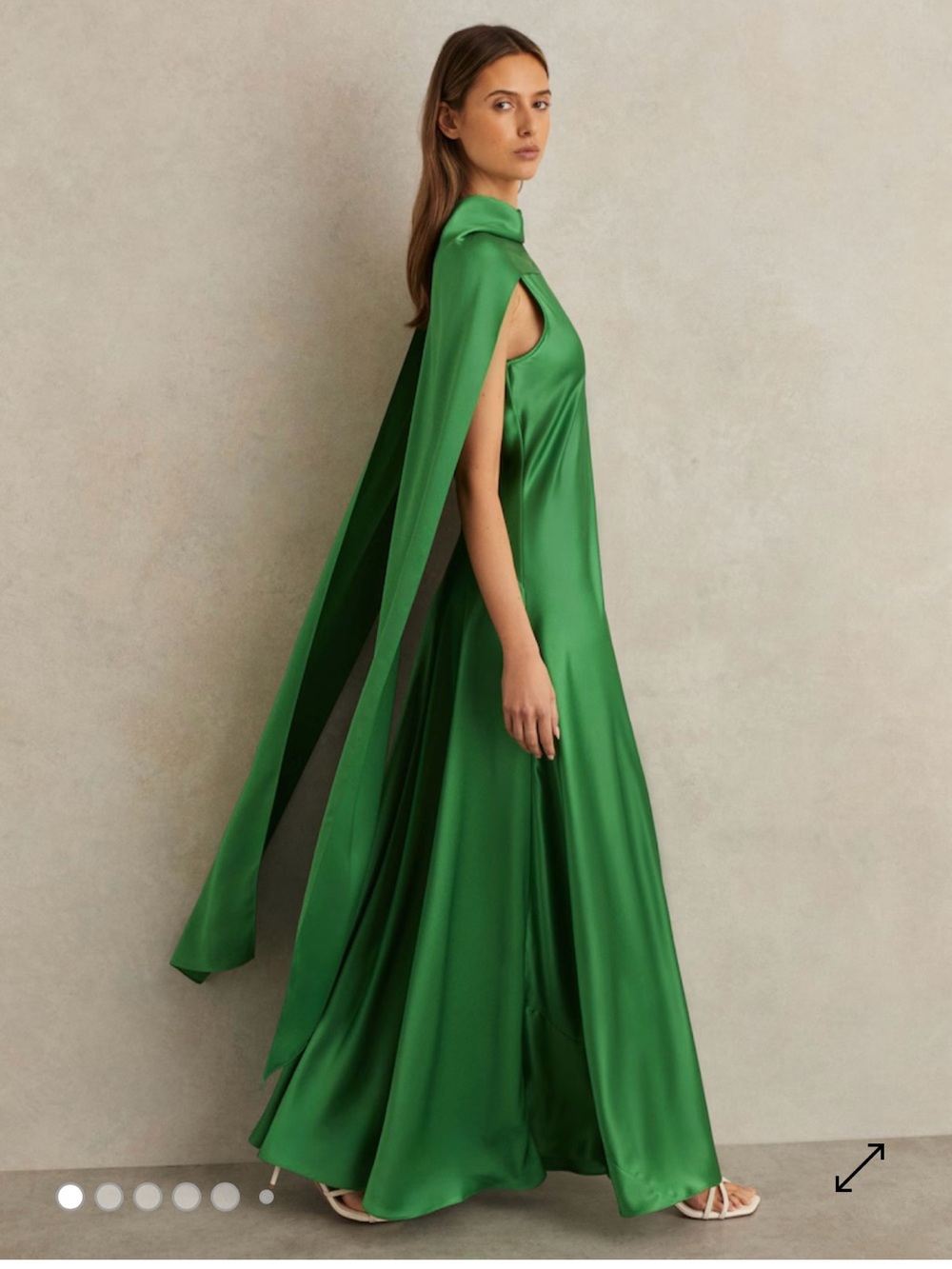 Reiss Emerald Green Satin Halter Evening Gown - Picture 7 of 7